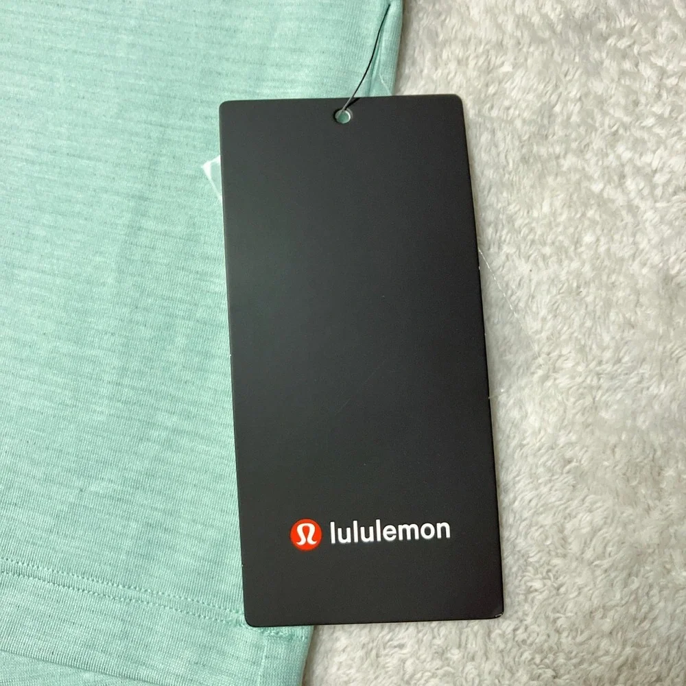 Lululemon Evolution Polo Shirt Heathered Teal Mint Green Slim Fit LM3BXNS Mens S